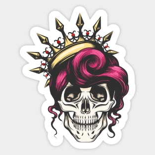 Female Skull in Crown Sticker